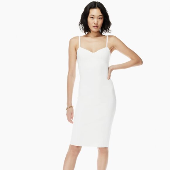 Aritzia Dresses & Skirts - Aritzia Babaton Lariat White Midi Bustier Sweater Dress